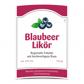 Großes Flaschenetikett "Bluebeery Fun"