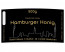 Matter Golddruck auf gold-schwarzem Honigetikett "Hamburg"