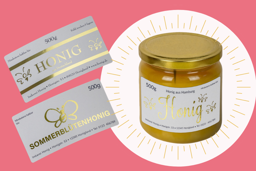 Goldene Honigetiketten