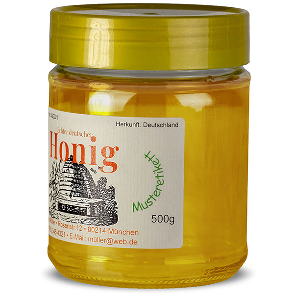 Honigglasetiktt mit Leinenstrukturpapier