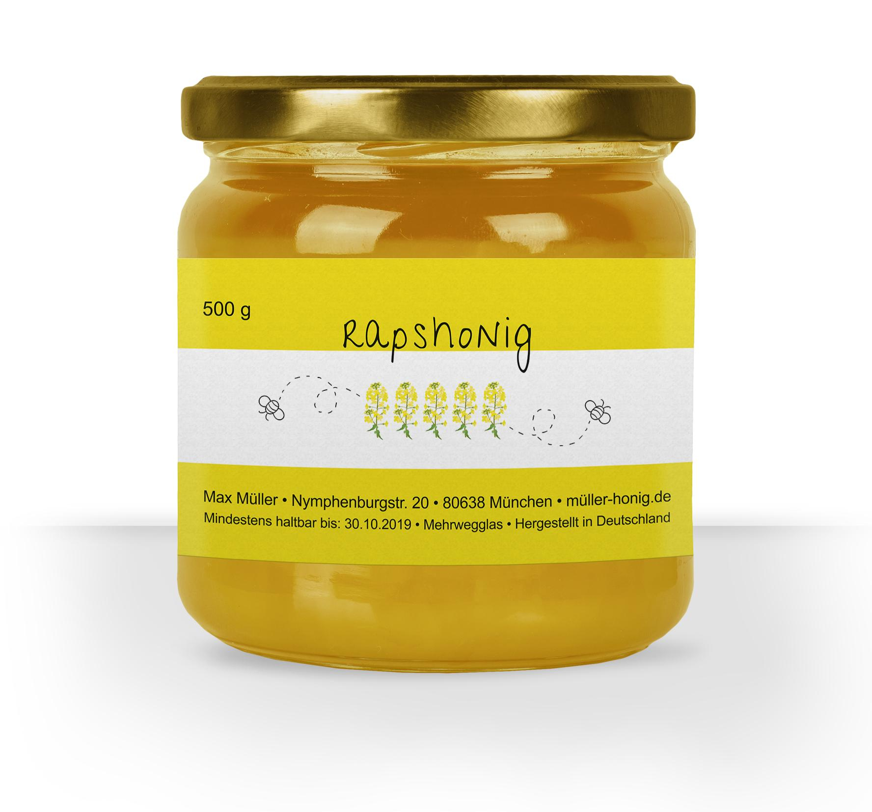 Honigglasetikett Rapshonig